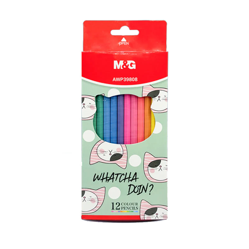 M&G Coloring Pencils Hexagonal 12 Colors Pastel Cats