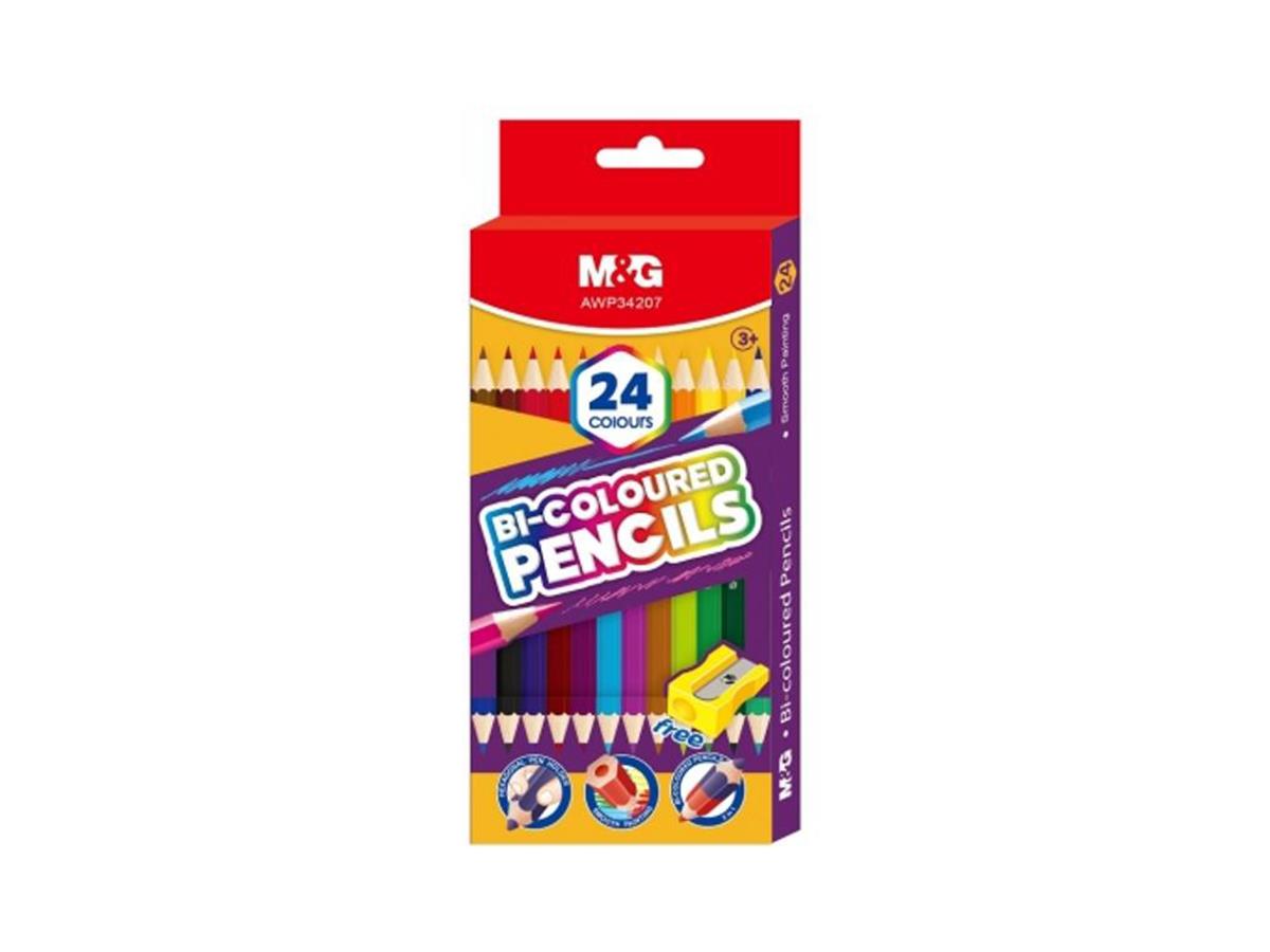 M&G Coloring Pencils Hexagonal 24 Colors Dual Colors with Sharpener