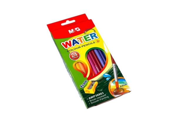 M&G Watercolor Pencils Set Of 24 Colors Anti Break With Sharpener And Brush