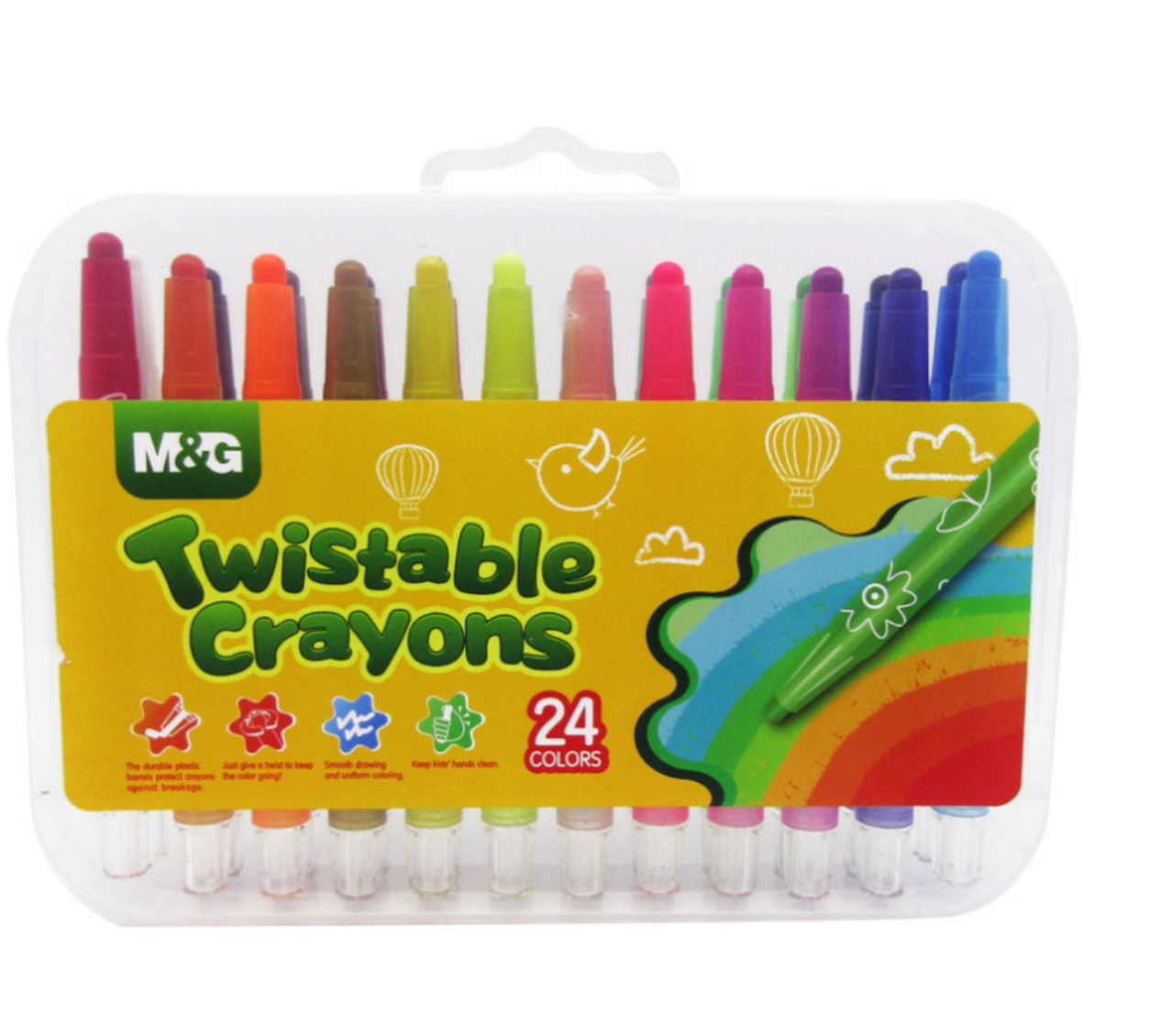 M&G Crayon Twistable 24 Colors In Plastic Box