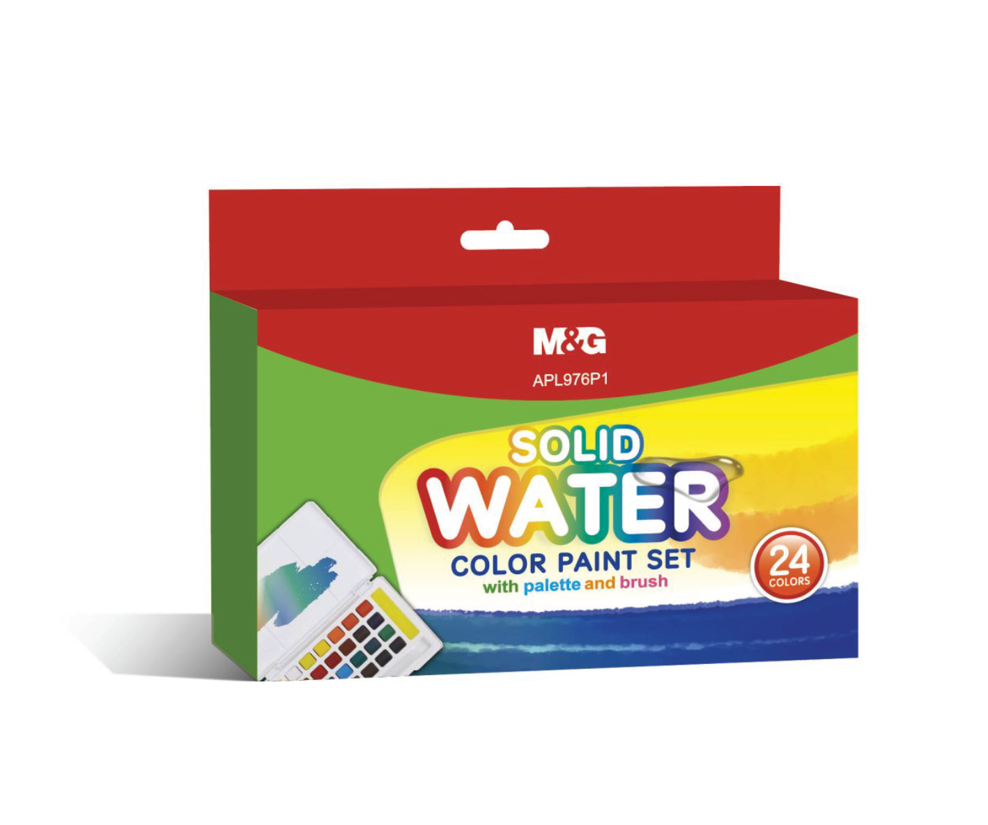 M&G Solid WaterColor Paint Set Of 24 Colors With Palette And Brush