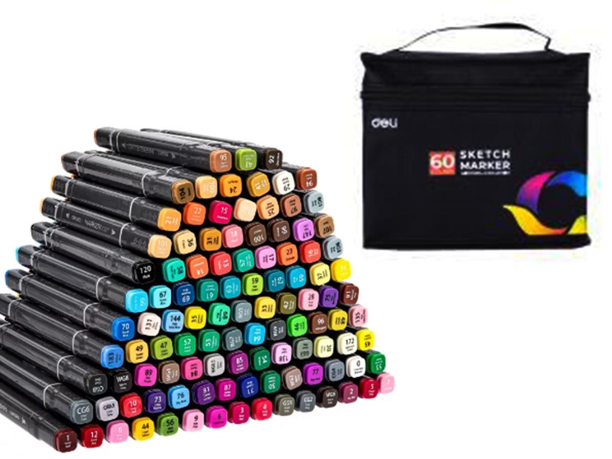 Deli Sketch Marker bag 60 colors (assorted)