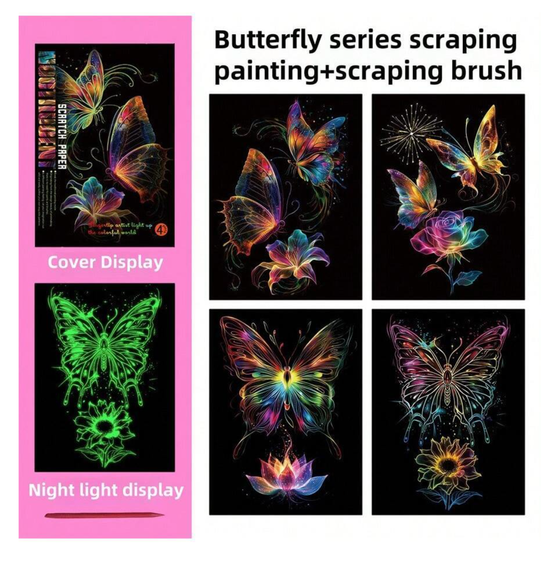 4 pcs scratch painting - butterfly (21*28.5)