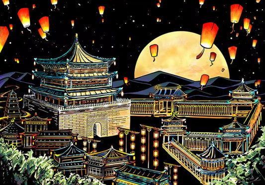 Scratch city night view - chang'an (40.5*28.5)