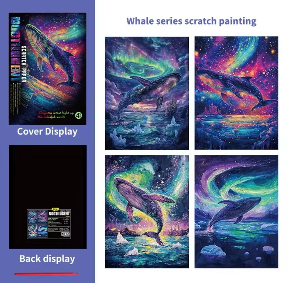 4 pcs scratch painting - Whale series (21*28.5)