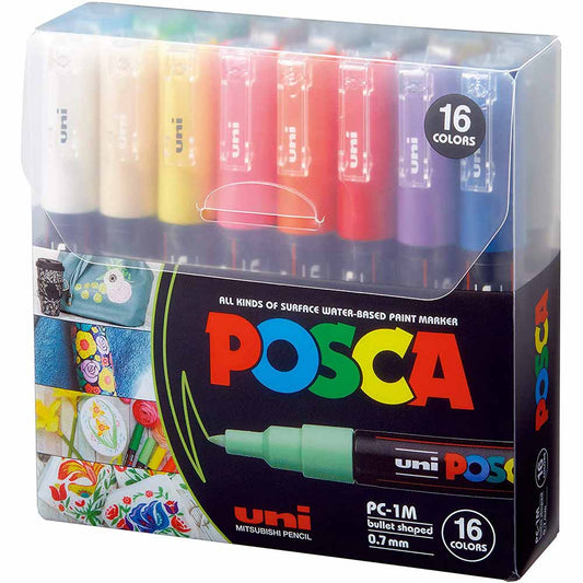 Uni POSCA Marker 0.7mm Wallet PC-1M Set of 16 color