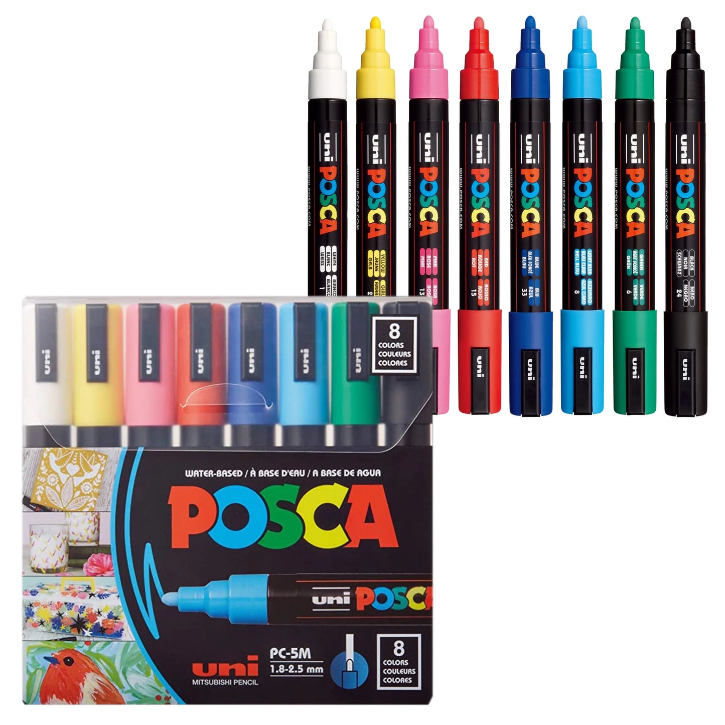 Uni POSCA Marker 1.8-2.5mm Wallet PC-5M Set of 8 color