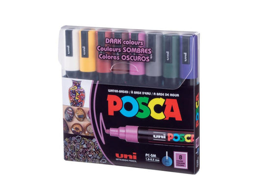 Uni POSCA Marker 1.8-2.5mm Wallet PC-5M Set of 8 color Dark